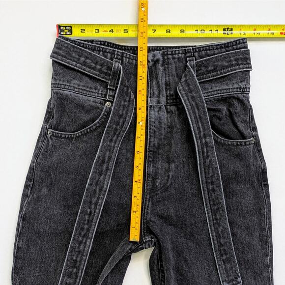 Reformation Belted Skinny Jeans 26 Gray Black High Rise Tie Waist Skinny EUC ✨ - Picture 7 of 10